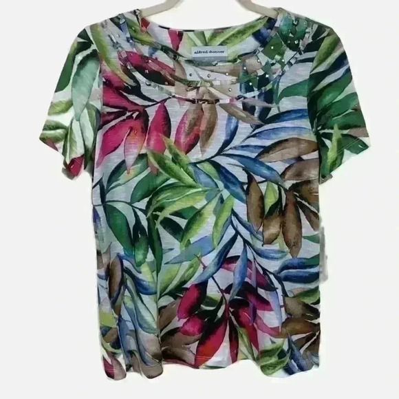 🆕NWT Alfred Dunner Tropical Top With Beade… - Picture 1 of 5